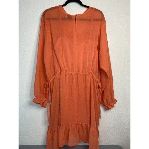 ASOS design women's 16 coral orange fit and flare knee length lined sundress - Picture 5 of 7